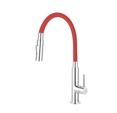 NOVASERVIS Dřezová stojánková baterie s červeným ramenem a sprškou - 70730,0CV