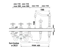 SAPHO ANTEA pětiprvková baterie na okraj vany s retro hubicí, nikl (2)