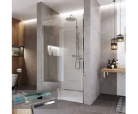 NOVEA Sprchové dveře, 100x200 cm, chrom ALU, sklo Čiré, levé provedení, nerezový žlab ke stěně