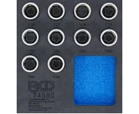 BGS Vložka do dílenského vozíku 1/6: sada zástrčných hlavic pro bezpečnostní šrouby ráfků pro