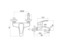 Vanová nástěnná baterie, Sonáta, 100 mm, bez příslušenství, chrom (2)