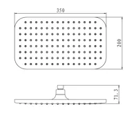 AQUALINE Hlavová sprcha, 200x350mm, ABS/černá mat (4)