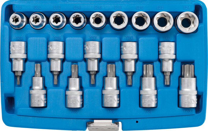 BGS Hlavice nástrčné / nástrčných klíčů, 12,5 mm (1/2"), E-profil / T-profil (pro Torx), 19