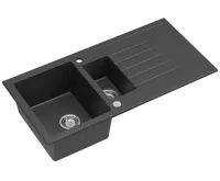 SAPHO Granitový vestavný dřez s odkapem a vaničkou, 100x50cm, černá (2)