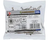 BGS Šrouby víceúčelové, T-profil (pro Torx)  T20, 4.0 x 60 mm, 100 pcs. (1)