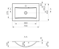 SAPHO YUKON umyvadlo, litý mramor, 70x45cm, bílá (6)