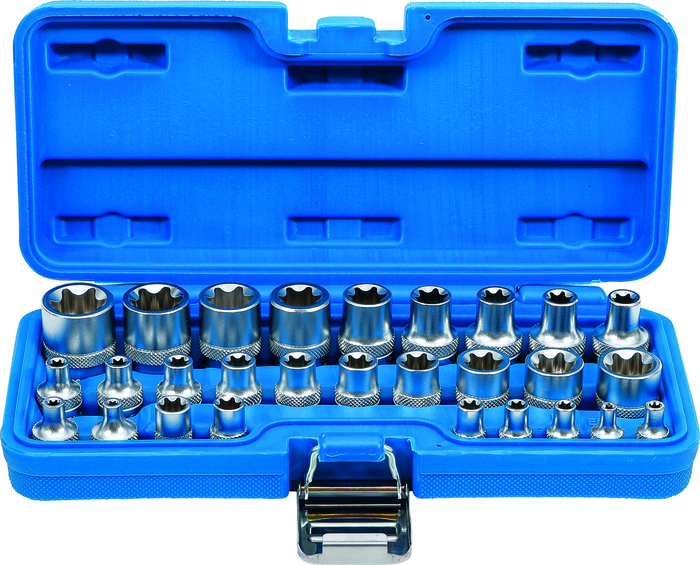 Bgs sada nástrčných hlavic e-profil, 6,3 mm 1/4" / 12,5 mm (1/2"), e4–e24, 28dílná