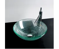 SAPHO ICE skleněné umyvadlo na desku Ø 42cm, čirá s pískováním (4)