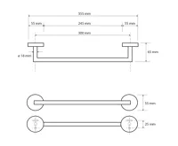 SAPHO X-ROUND BLACK držák ručníků 300mm, černá mat (2)