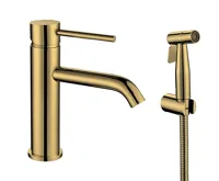 SAPHO RHAPSODY stojánková umyvadlová baterie s bidetovou sprchou, zlato mat SAPHO RHAPSODY stojánková umyvadlová baterie s bidetovou sprchou, zlato mat