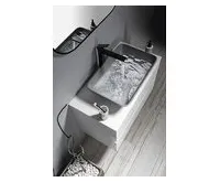 SAPHO INFRANE betonové umyvadlo na desku, včetně výpusti, 57x37cm, černý granit (1)