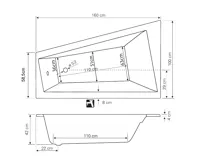 AQUALINE METUJE vana 160x100x42cm, pravá, bílá (2)