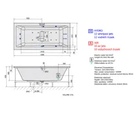 POLYSAN MARLENE HYDRO-AIR hydromasážní vana, 190x90x48cm, bílá (12)