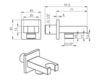 SAPHO Držák sprchy hranatý, pevný, s vyústěním, chrom (2)