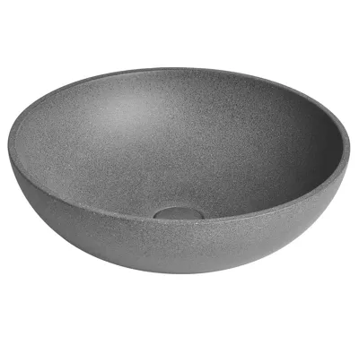 SAPHO TURF betonové umyvadlo na desku, včetně výpusti, Ø 44cm, černý granit