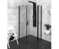 POLYSAN ZOOM BLACK čtvrtkruhová sprchová zástěna 900x900mm, čiré sklo, pravá