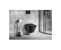 SAPHO AVVA CLEANWASH závěsná WC mísa, integrovaná baterie a bidet. sprška, Rimless, 35,5x53cm, černá mat (1)