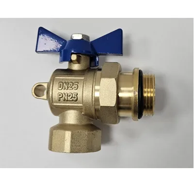 WIGELL Ventil kulový se šroubením 1", rohový k rozdělovačům podlahovému vytápění pro studenou vodu