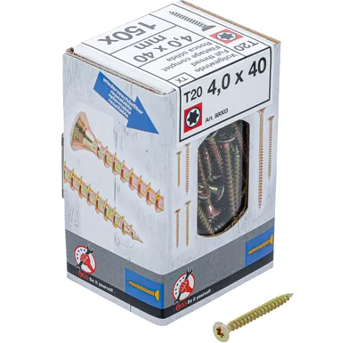BGS Víceúčelové šrouby, T-profil (pro Torx) T20, 4, 0 x 40 mm, 150 ks - BGS 88003