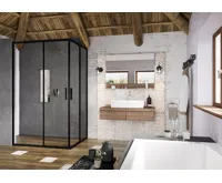 RAVAK Sprchové dveře BLSRV2K-90 černá+Transparent