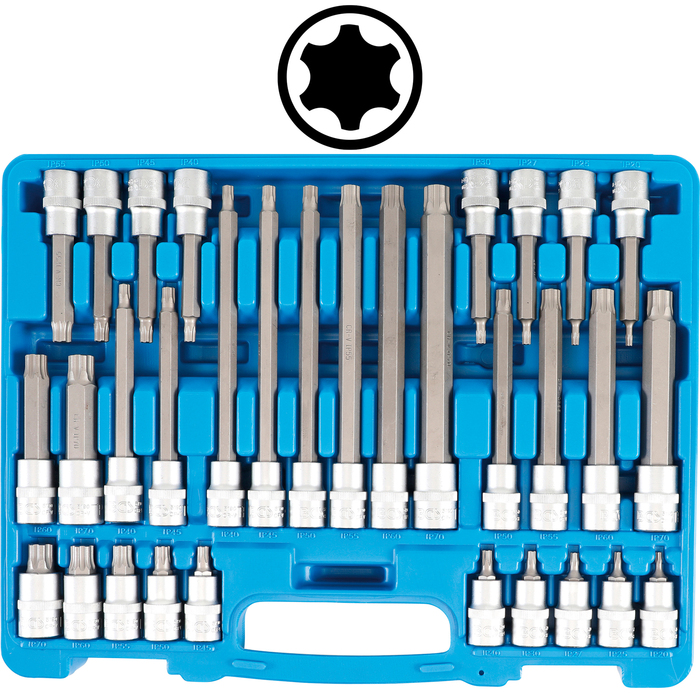 Bgs sada nástrčných hlavic, 12,5 mm (1/2"), tp-profil (pro torx plus) tp20 – tp70, 32dílná