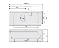 POLYSAN MARLENE CURVE L MONOLITH obdélníková vana 175x75x63cm, bílá/černá (4)