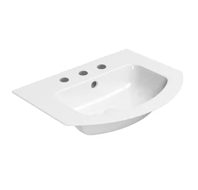 GSI PURA keramické umyvadlo Slim oblé 62x48cm, broušená spodní hrana, 3 otvory, bílá ExtraGlaze