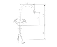 SAPHO ANTEA stojánková dřezová baterie, výška 275mm, chrom/zlato (2)