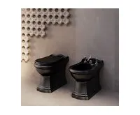KERASAN RETRO WC mísa stojící, 39x61cm, spodní/zadní odpad, černá mat (1)