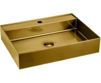 SAPHO AURUM nerezové nástěnné umyvadlo, 55x42cm, včetně výpusti, zlato mat