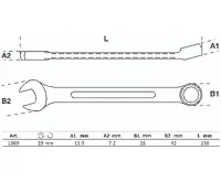 BGS Klíč očkoplochý 19 mm, 15° vyhnutý, DIN 3113A ,chrom vanadium (1)