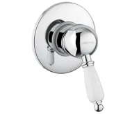 SAPHO KIRKÉ WHITE podomítková sprchová baterie, 1 výstup, bílá páčka, chrom