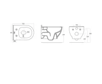 SAPHO BRILLA CLEANWASH závěsná WC mísa s bidetovou sprškou, Rimless, 36,5x53cm, bílá (10)