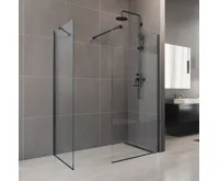 Sprchová stěna WALK IN, Novea, 100 x 200 cm, black ALU, sklo Čiré (1)