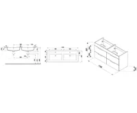 JIKA CUBE Skříňka se 4 zásuvkami včetně umyvadla 120 x 43 cm 453662 Bílá (1)