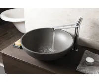 SAPHO TURF betonové umyvadlo na desku, včetně výpusti, Ø 44cm, černý granit (6)