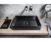 SAPHO AURUM nerezové umyvadlo na desku, 50x35cm, včetně výpusti, gun metal (4)