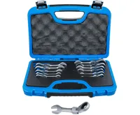 BGS Sada ráčnových očkoplochých klíčů ,  krátké ,  kloubové ,  8 - 19 mm ,  12dílná - BGS 6543