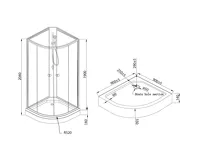 AQUALINE AIGO čtvrtkruhový sprchový box 900x900x2040 mm, bílý profil, čiré sklo (12)