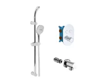 Vanový set s termostatickou podomítkovou tlačítkovou baterií - 2-cestná - oválný kryt