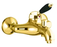 SAPHO KIRKÉ BLACK nástěnná vanová baterie, černá páčka, zlato