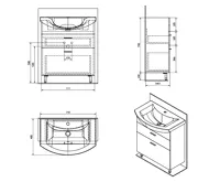 AQUALINE ZOJA umyvadlová skříňka šuplíková 71,5x74x34cm, bílá (2)