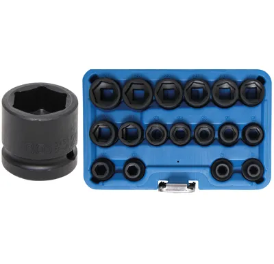 BGS Hlavice nástrčné silové šestihranné, velmi ploché, 12,5 mm (1/2"), 8 - 24 mm, 17dílná s