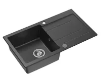 SAMONA Granitový vestavný dřez s odkapem, 77x44cm, černá