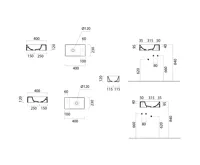 GSI KUBE X keramické umývátko 40x23cm, bez otvoru, pravé/levé, tortora mat (6)