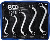 BGS Klíče oboustranné očkové, S forma, 10x11 - 18x19 mm, 5dílná BGS Klíče oboustranné očkové, S forma, 10x11 - 18x19 mm, 5dílná