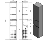 AQUALINE ALTAIR vysoká skříňka s košem 40x184x31cm, černá mat, levá (6)