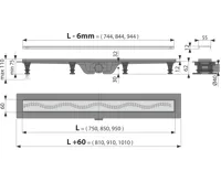 ALCAPLAST Podlahový žlab s okrajem pro perforovaný rošt APZ8-950M (1)