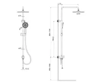 SAPHO Sprchový sloup k napojení na baterii, hlavová, ruční sprcha, chrom (3)