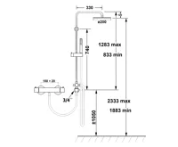 SAPHO AIRTECH-AXIA sprchový sloup k napojení na baterii, hlavová, ruční sprcha, chrom (9)